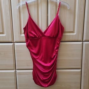 Voila Sexy Camisole Tank Formal Dressy Shiny Satin Red Sz Medium
